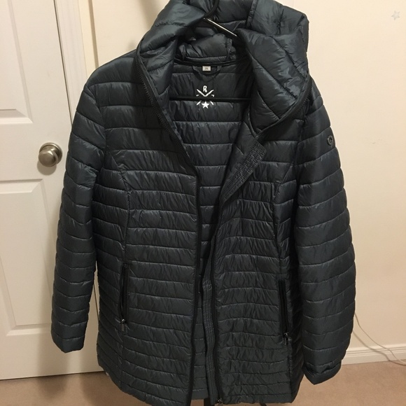Women's Plus Size 2XL Long Deep Dark Green Lightweight Puffer Coat - Picture 1 of 14